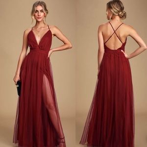 Burgundy Backless Maxi Dress